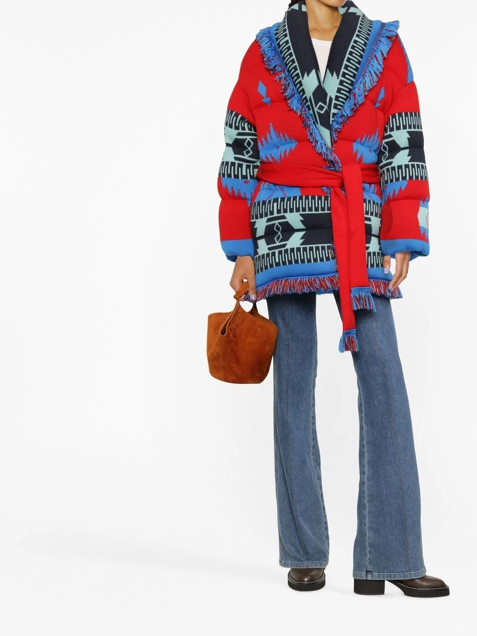 Affordable belted-waist Women cardigan Alanui fringed-edge 0714